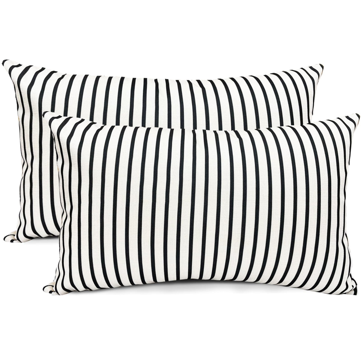Rysmiyou Decorative Throw Pillow Covers Set Of 2 Black Striped Pillow Covers 12X20 Inch Throw Pillow Cover Linen Pillowcase Mode