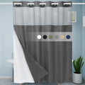 EUTXL Charcoal Grey No Hook Shower Curtain with Snap in Liner,230GSM Waffle Weave Shower Curtains for Bathroom,71W x 74H
