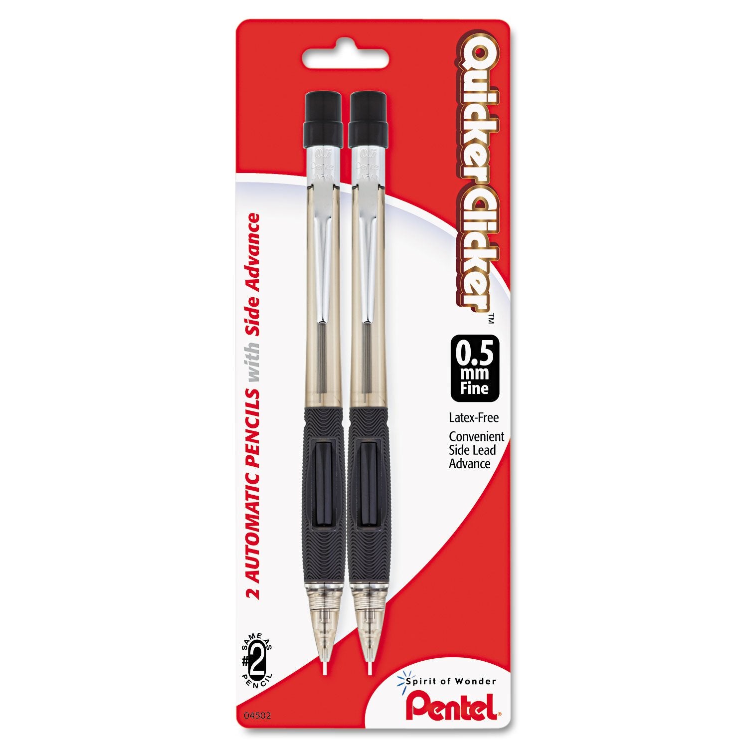 Pentel Pd345Bp2K6 Quicker Clicker Mechanical Pencil, 0.5 Mm, Smoke/Blue, 2/Pack