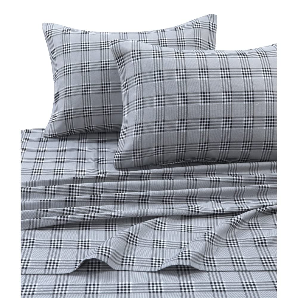 Tribeca Living 100% Cotton Flannel Sheet Set - Deep Pocket, 170-Gsm, Ultra Soft & Cozy Bedding For Winter, Queen, Savannah Plaid