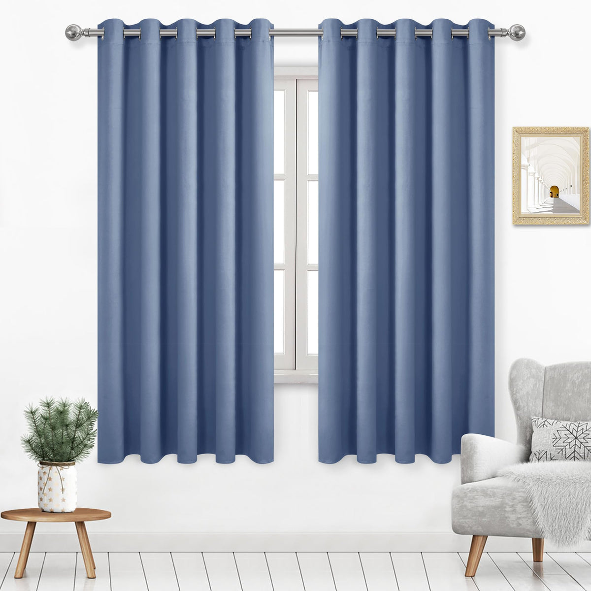 Dwcn Blackout Curtains 63 Inch Length, Room Drakening Curtains For Bedroom, Solid Grommet Living Room Curtains Extra Wide Curtai