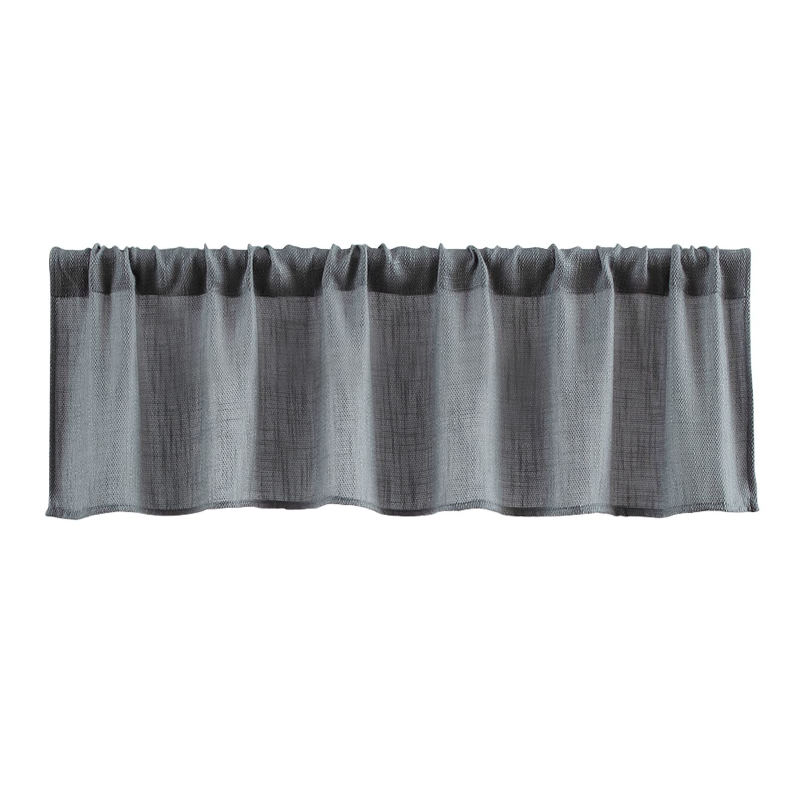 Valea Home Burlap Look Soft Natural Grey Valance Semi Sheer Rod Pocket Window Curtain Valance Rustic Home D  cor 56 by 14 Inches