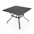 Nixtopia 37'' Plastic Top 4 Person Square Patio Dining Table With Metal Steel Leg, Three-Dimensional Wood-Like Grain And Umbrell