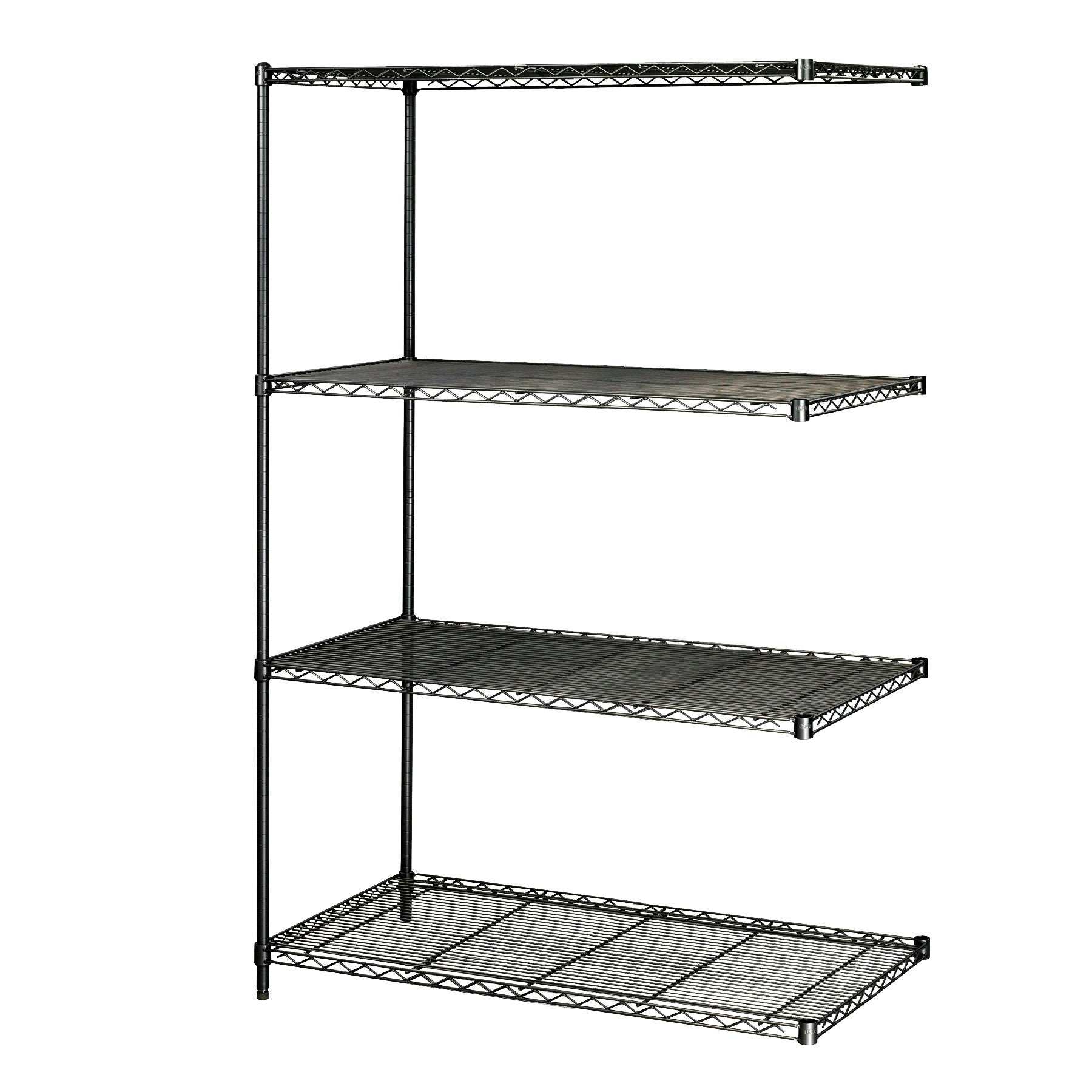 Safco Products 5295Bl Industrial Wire Shelving Add-On Unit 48" W X 24" D X 72" H (Starter Unit And Extra Shelf Pack Sold Separately), Black