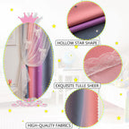 Yancorp Curtains For Girls Bedroom Kids Curtain Hollow-Out Star Window Nursery Curtain 63 Inches Length Room Darkening Grommet 2 Layers (Purple Pink Grey, W34 X L63)