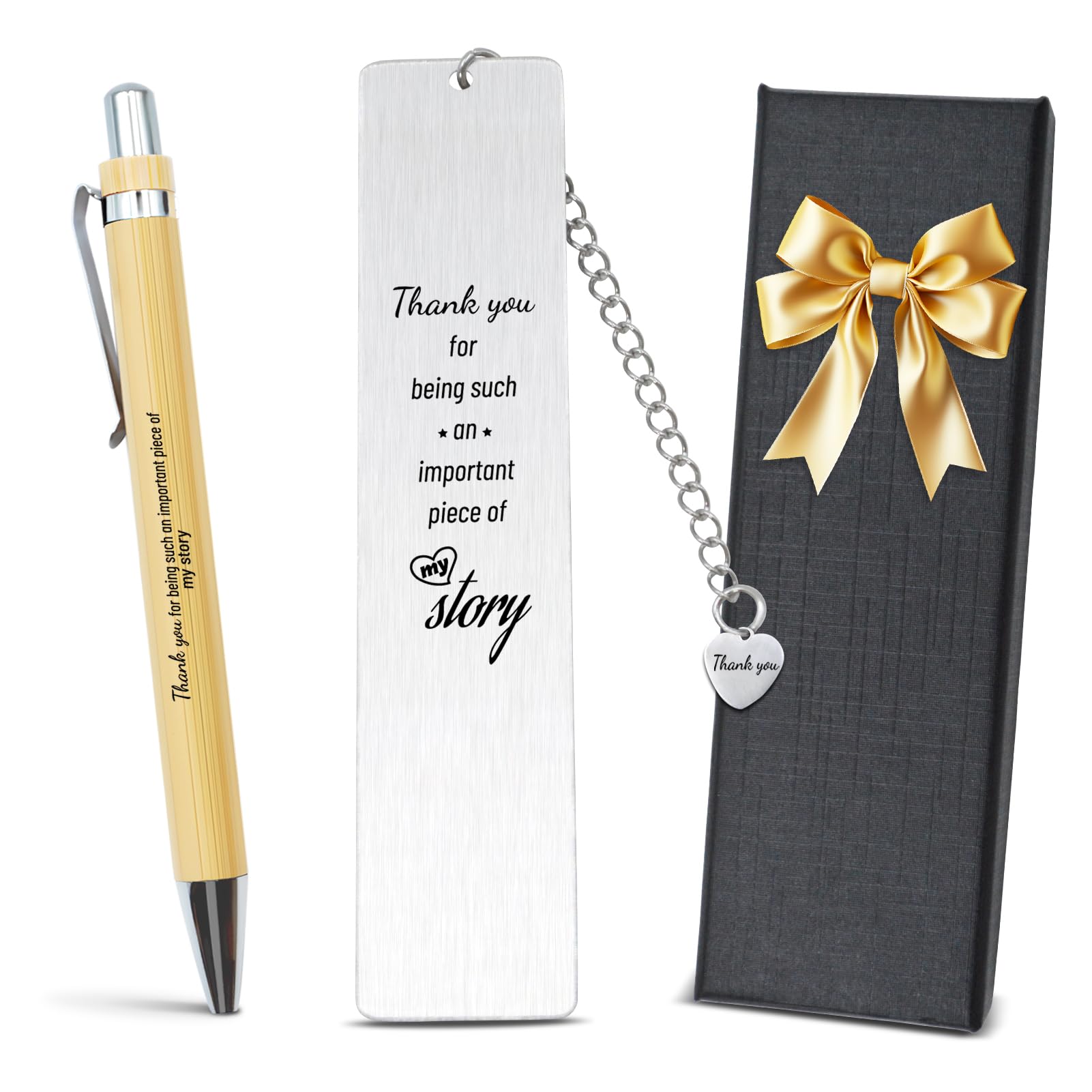 Thank You Metal Bookmark with Pen Gift Box - Perfect for Christmas Gifts, Sentimental Appreciation Gift for Coworkers, Friends, 