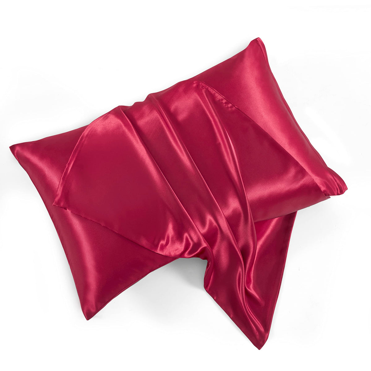 Hommxjf Satin Pillowcases With Zipper (20X30),Queen Size Pillowcases Set Of 2, Wine Red Silk Pillowcase For Hair And Skin
