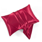 Hommxjf Satin Pillowcases With Zipper (20X30),Queen Size Pillowcases Set Of 2, Wine Red Silk Pillowcase For Hair And Skin