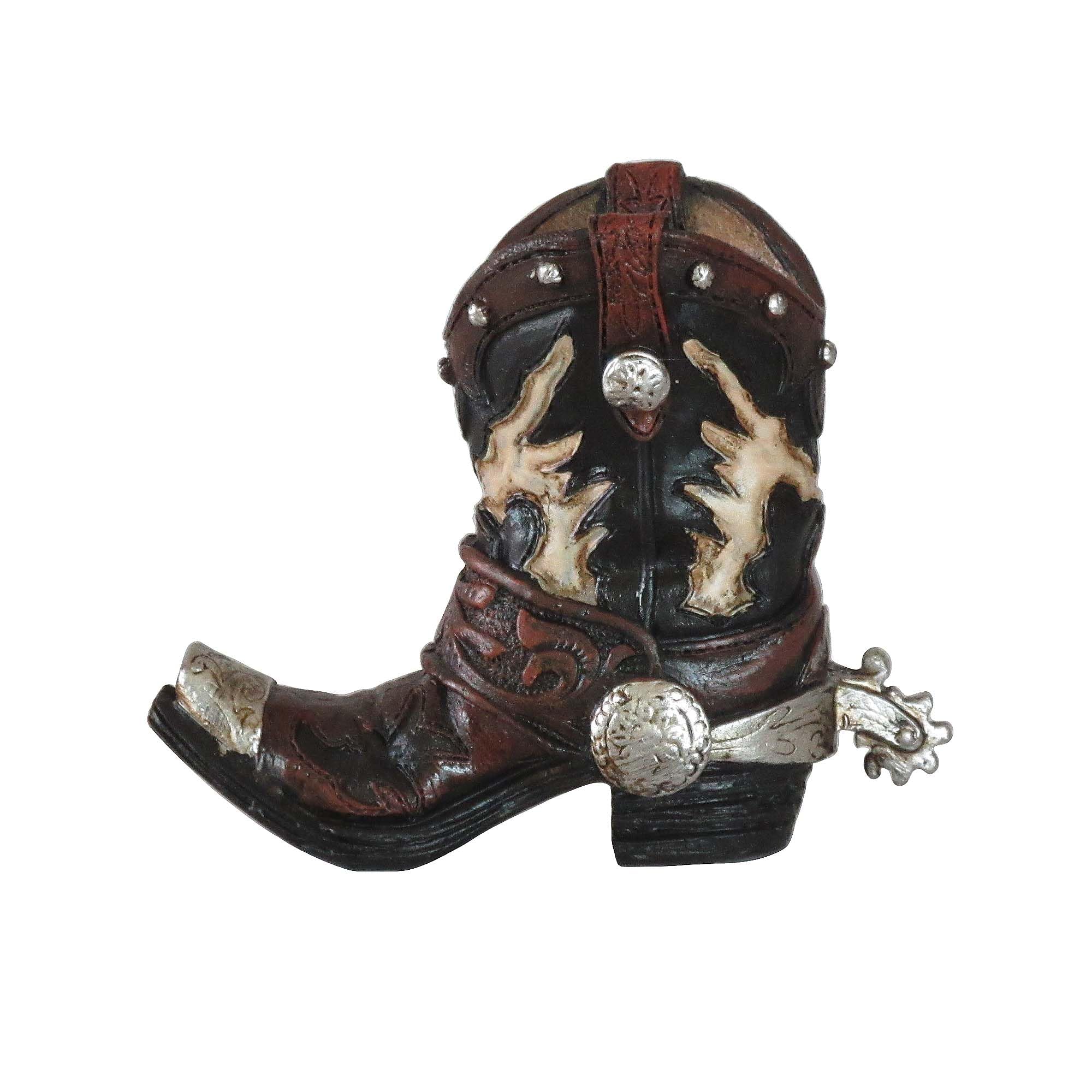 Eagrafts Rustic Decorative Western Cowboy Boot Pencil Pen Holder Vase Office Decoration (Reddish Brown And Black)