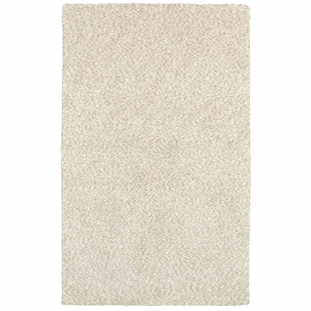 HomeRoots Polyester 5’ x 7’ Modern Shag Ivory Indoor Area Rug