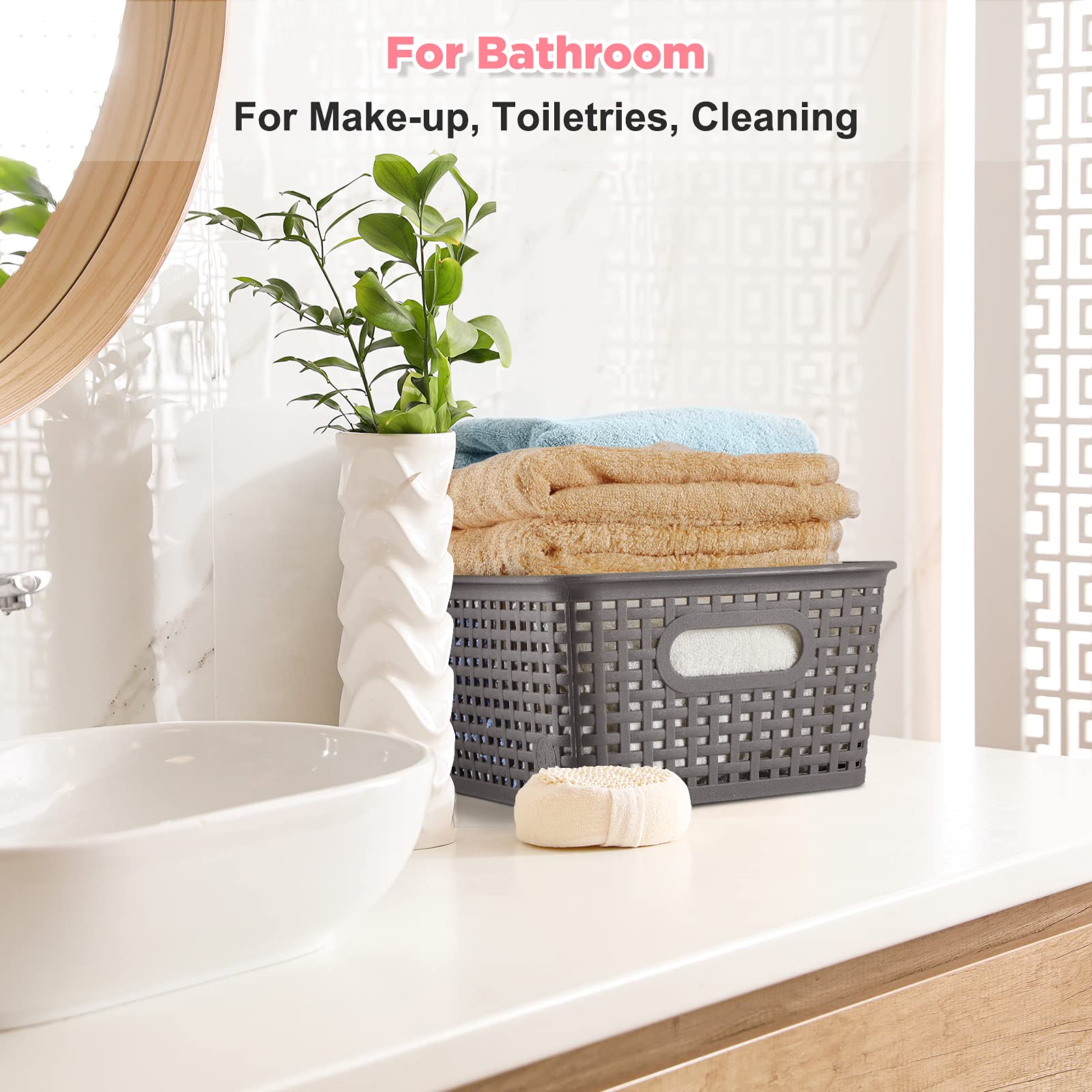 Areyzin Small Storage Bins Plastic Storage Baskets Set Of 6 Sturdy Small Pantry Organizer Bins Organization And Storage Shelves