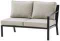 Crosley Furniture Ko70371Mb-Te Clark Outdoor Metal Sectional Right Side Loveseat, Matte Black With Taupe Cushions