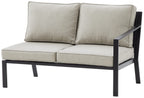 Crosley Furniture Ko70371Mb-Te Clark Outdoor Metal Sectional Right Side Loveseat, Matte Black With Taupe Cushions