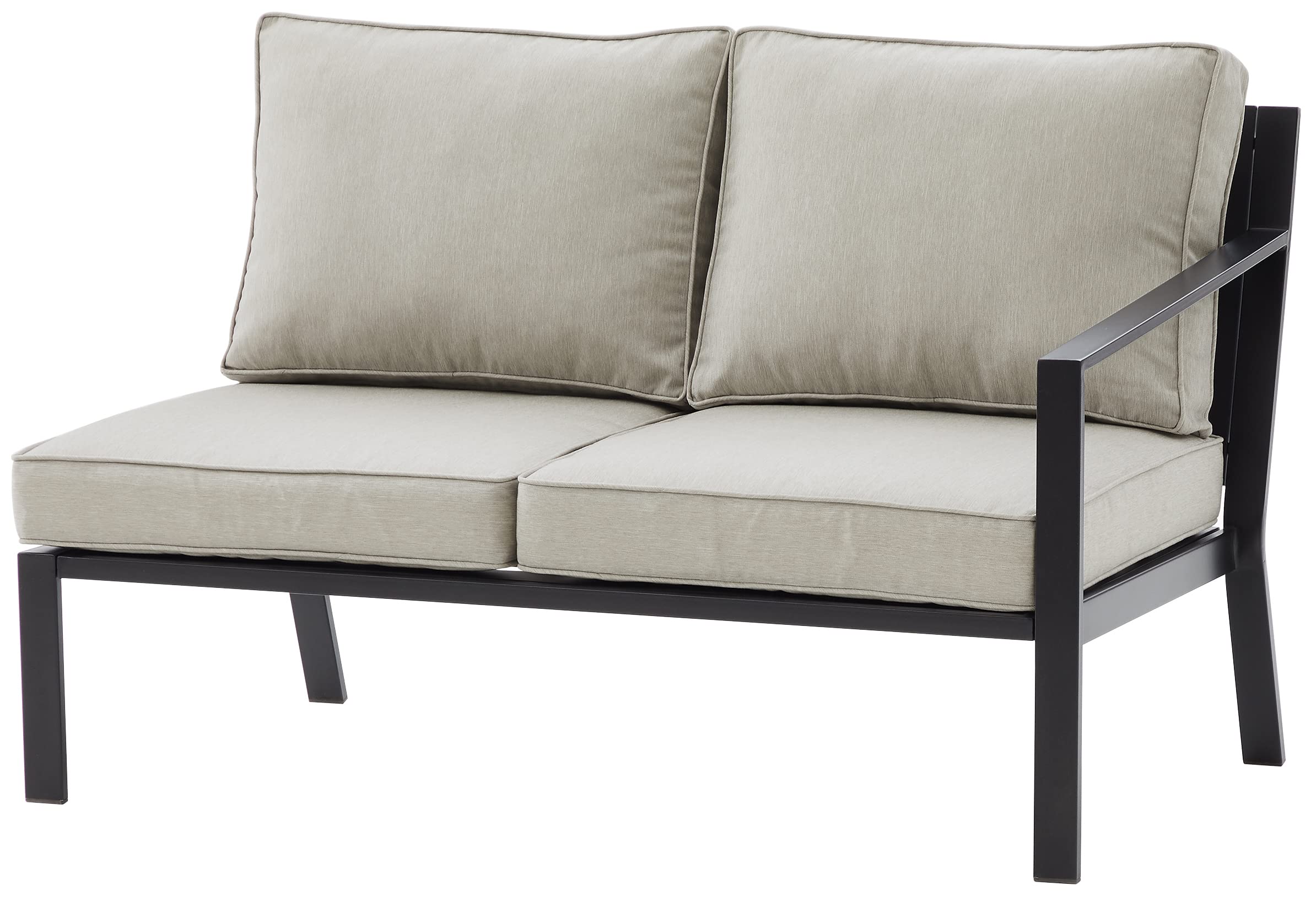 Crosley Furniture Ko70371Mb-Te Clark Outdoor Metal Sectional Right Side Loveseat, Matte Black With Taupe Cushions