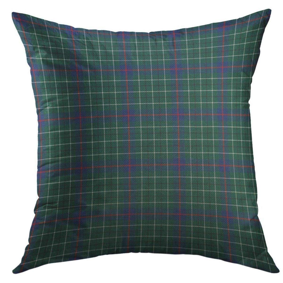 Mugod Decorative Throw Pillow Cover For Couch Sofa,Plaid Duncan Clan Green Blue Tartan Scottish Home Decor Pillow Case 18X18 Inc