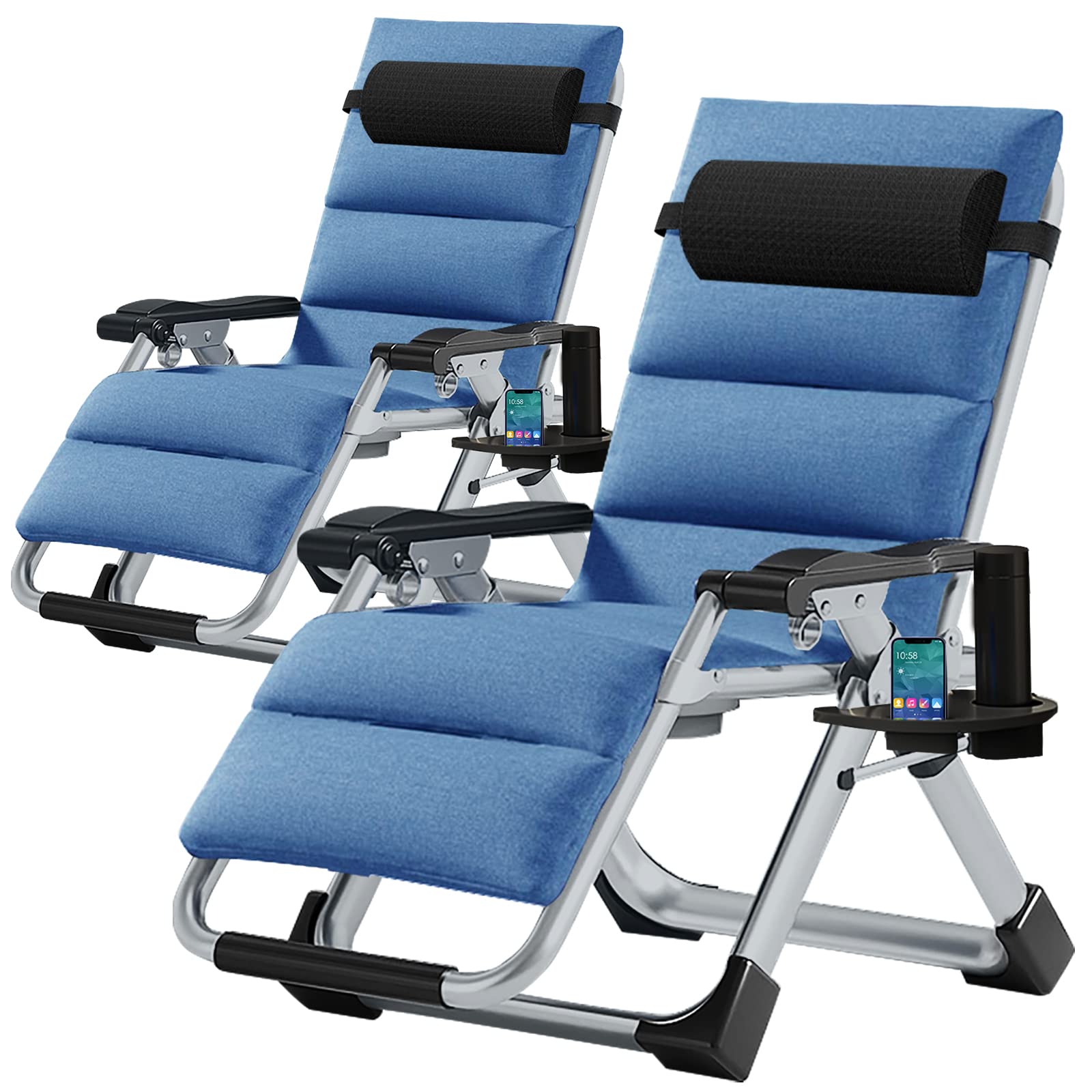 Slsy Zero Gravity Chairs 2 Pack, Lounge Chair With Removable Cushion & Tray For Indoor And Outdoor, Patio Recliner, Folding Reclining Chair Set Of 2 For Adults