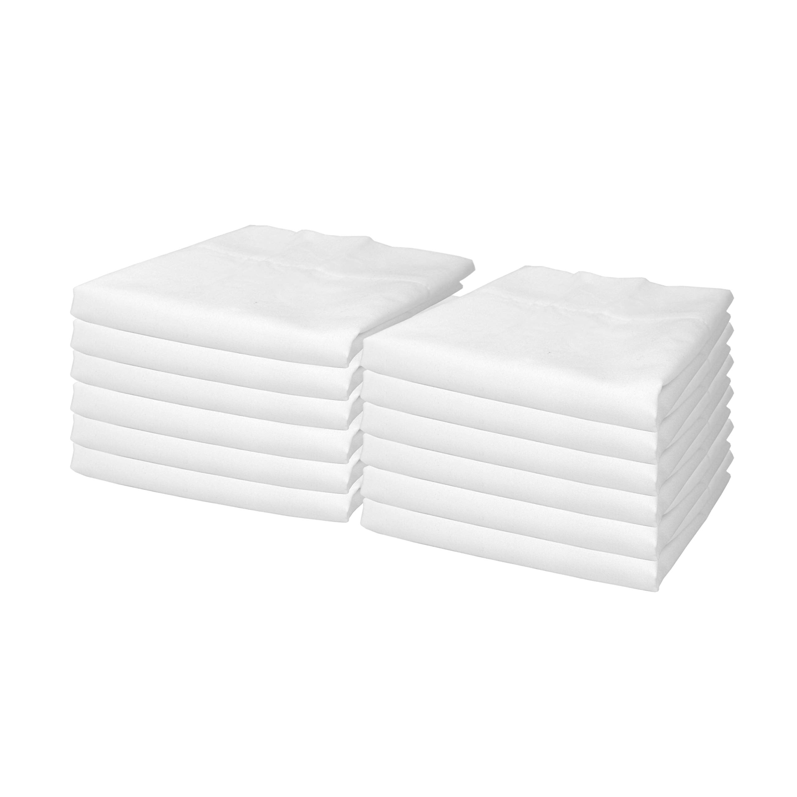 Shandreamz -100% Cotton Percale Pillowcases, Set Of 12 White Pillow Cases, Smooth Weave Cotton 200 Tc Pillow Covers, Perfect For