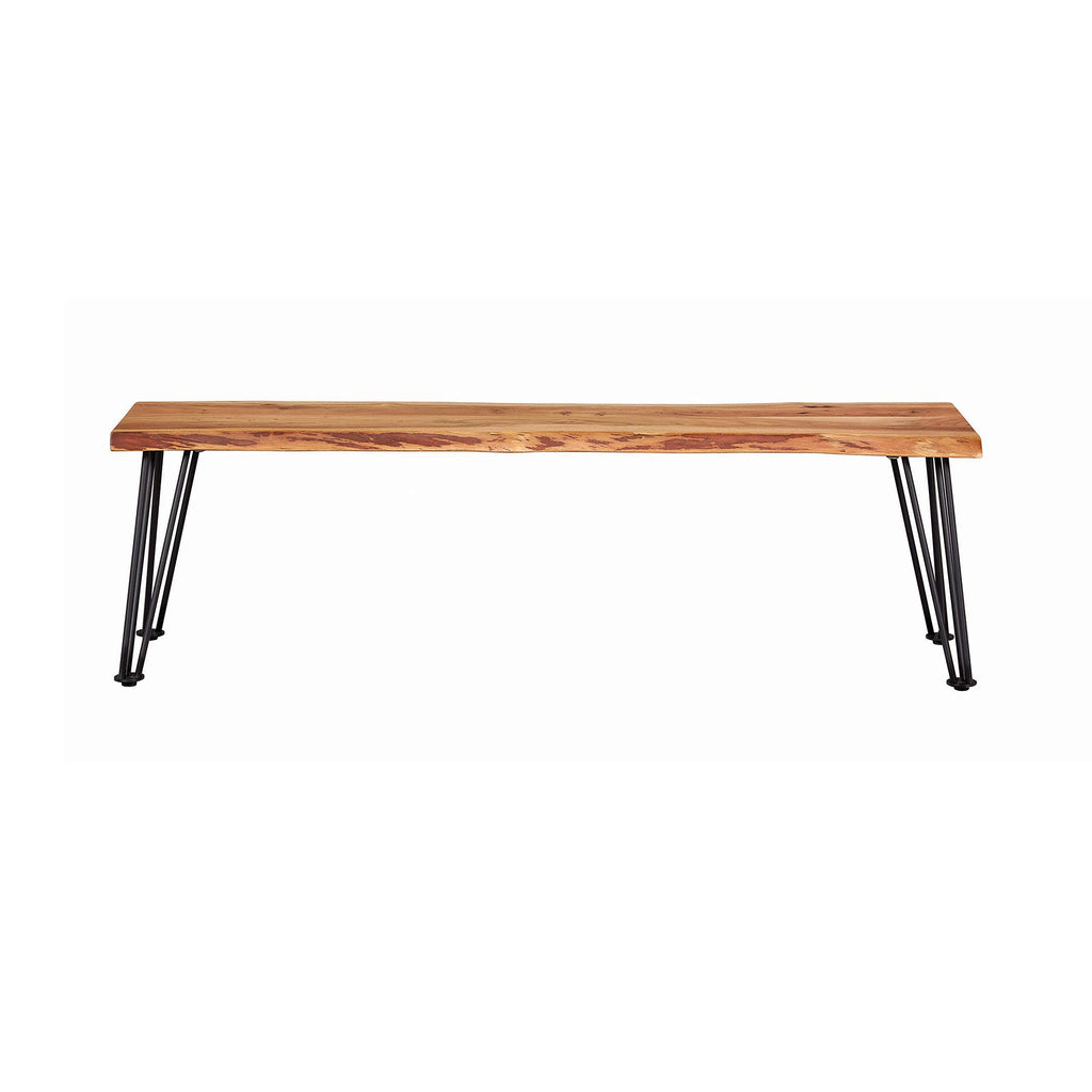 Coaster Furniture Sherman Modern Solid Wood Live Edge Dining Bench Metal Base Natural Acacia Gunmetal 190913