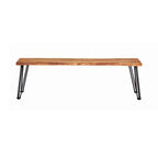 Coaster Furniture Sherman Modern Solid Wood Live Edge Dining Bench Metal Base Natural Acacia Gunmetal 190913