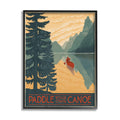 Stupell Industries Paddle Your Own Canoe Phrase Mountain Lake Adventure, Designed by Janelle Penner Black Framed Wall Art, 16 x 