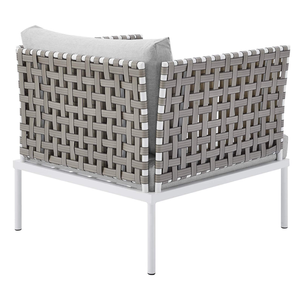Modway Harmony Outdoor Patio Basket Weave Armchair in Tan Gray