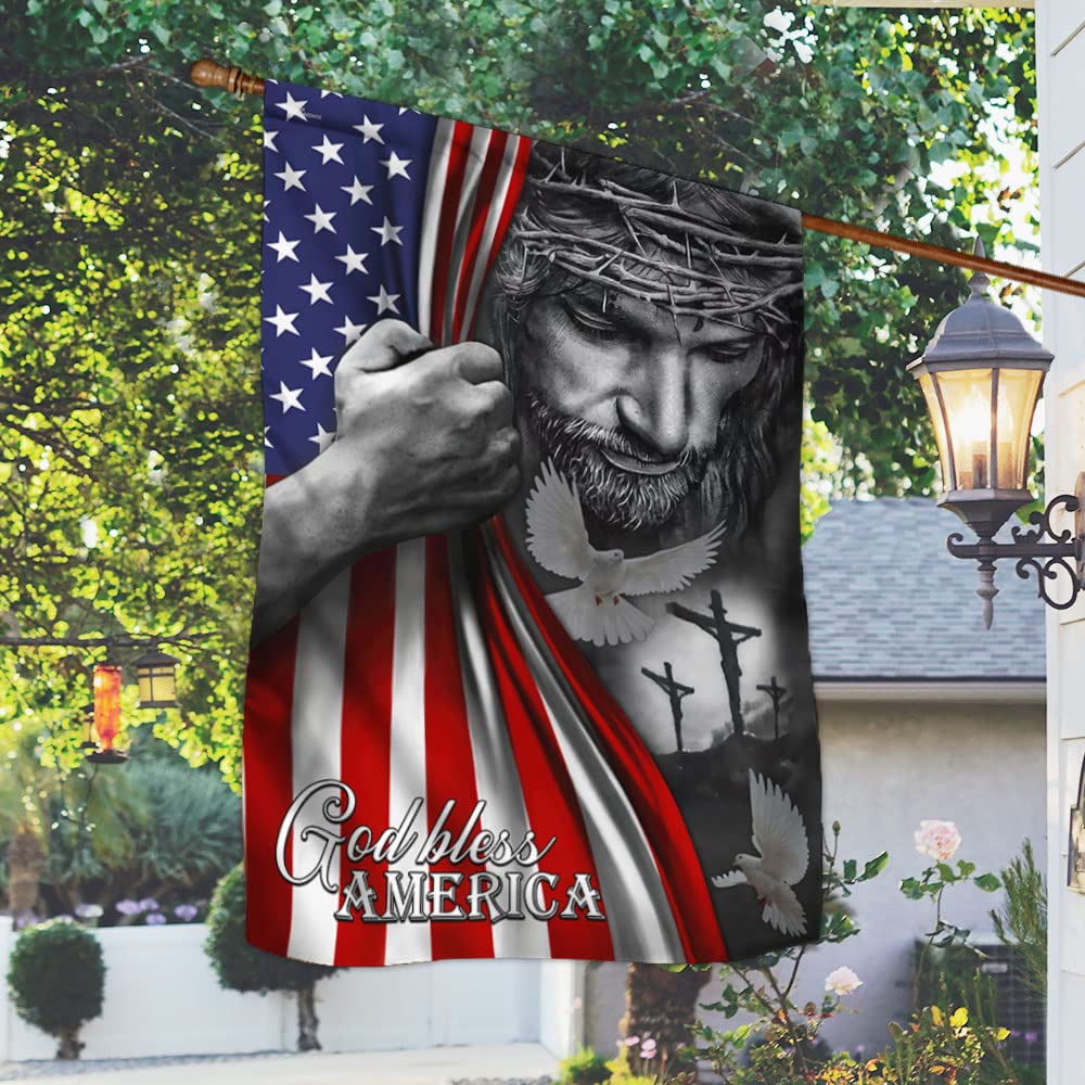 Flagwix American Flag-Jesus Flag God Bless America Jesus Flag Trl06Fv7, House Flag (29.5' X 39.5')-Usa Flags Premium Polyester