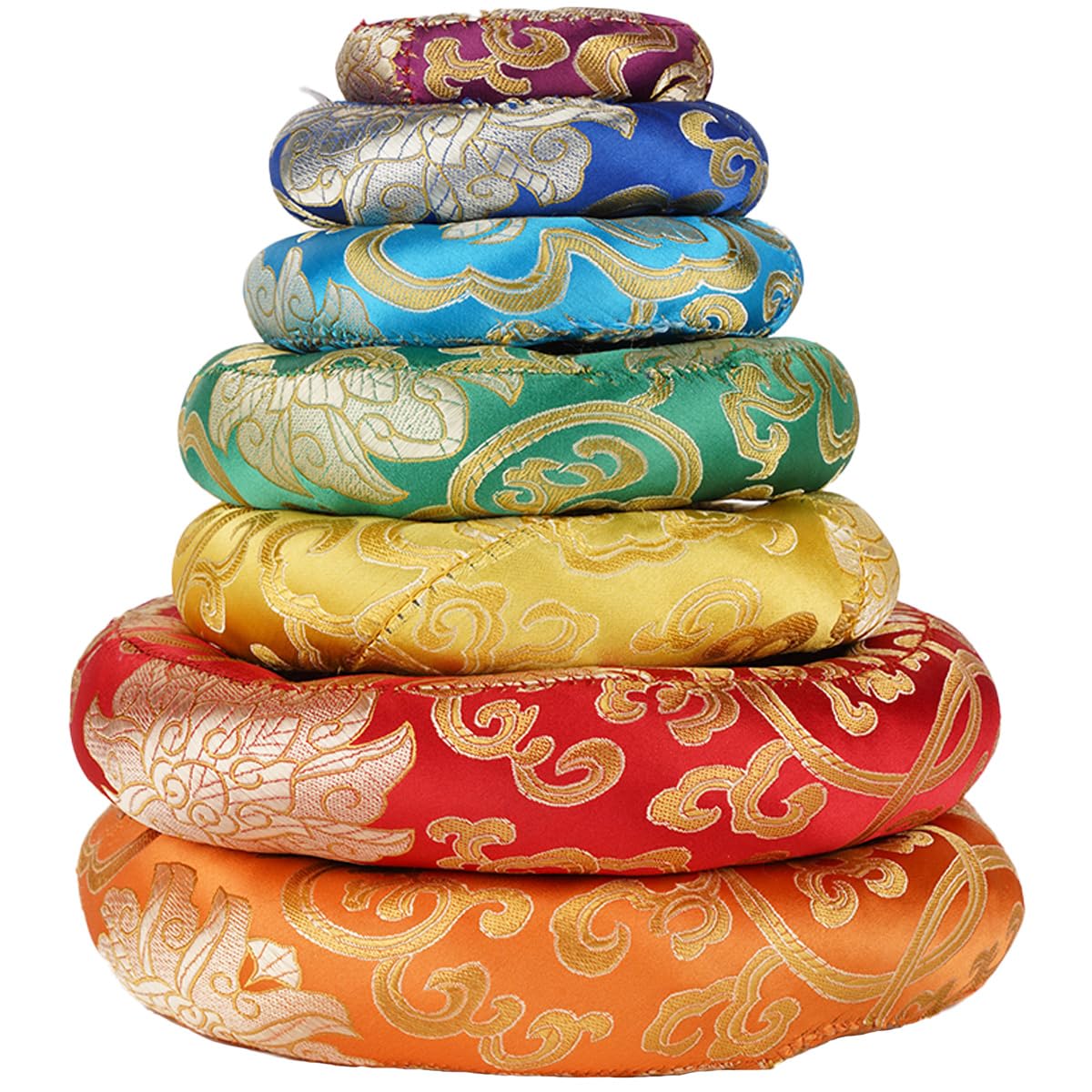 Tibetan Singing Bowl Accessories Silk Ring Cushions Handmade In Nepal Round Cushion For Sound Bowls Meditation Accessories