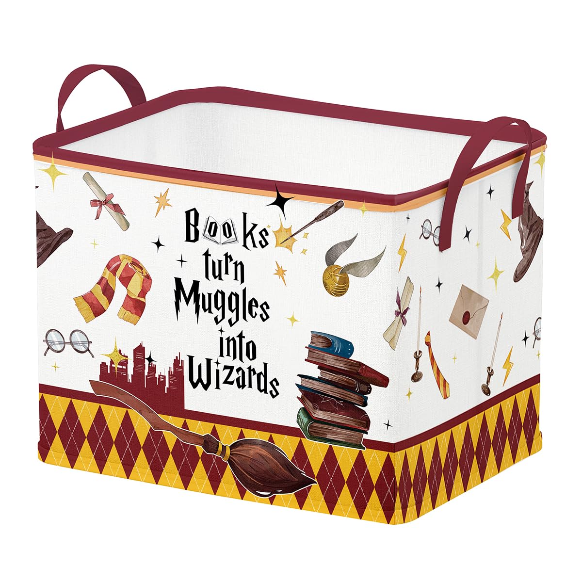 Runtoo Magic Nursery Decor Books Baby Basket Wizard Hat Baby Shower Decorations Gift Basket Toddler Toy Box Chest Clothes Laundr