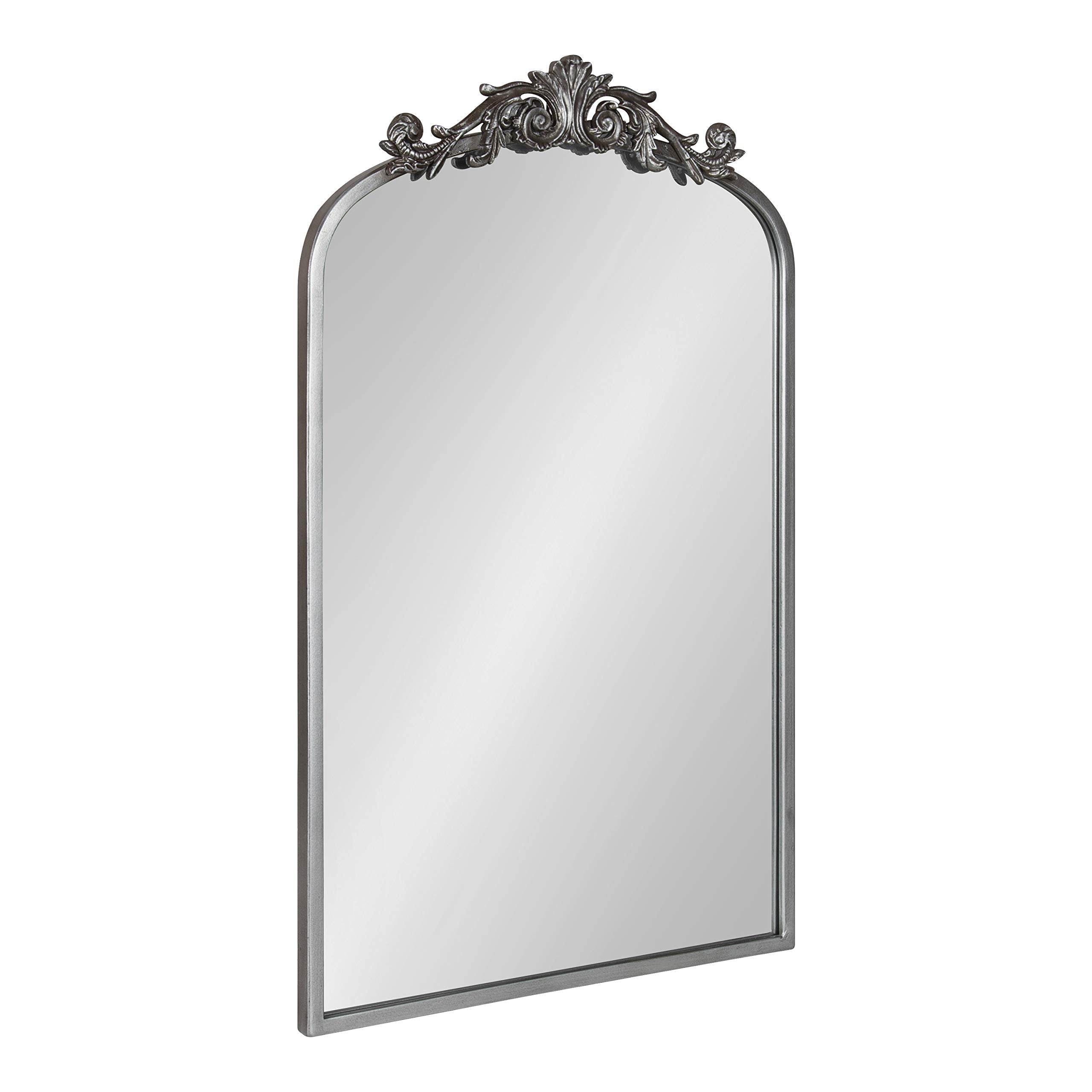 Kate and Laurel Arendahl Traditional Ornate Wall Mirror, 19 x 31, Antique Silver, Decorative Mirror with Baroque Inspired Detail