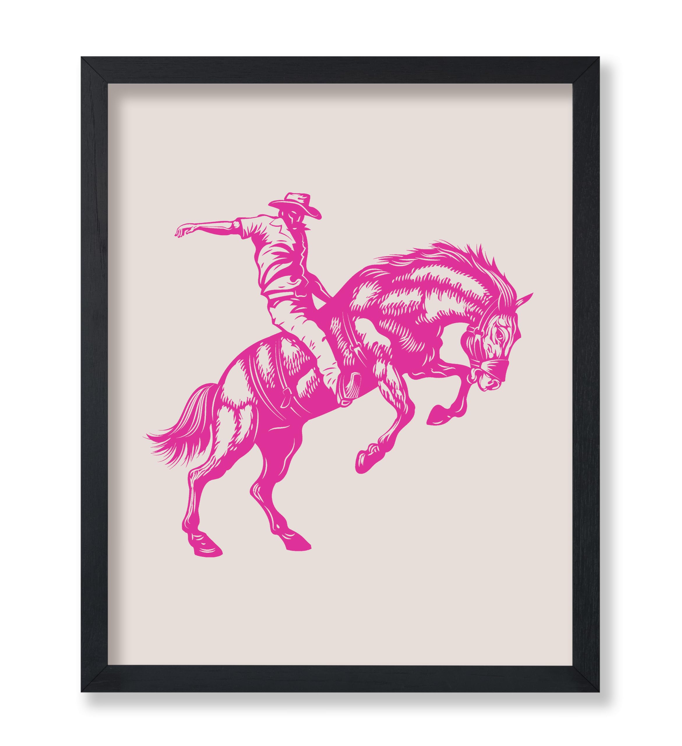Poster Master Cowboy on Bucking Horse Poster - Retro Pink Cowboy Print - Western Art - Rodeo Art - Wild West Art - Gift for Him 