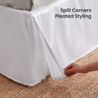 Sleep Zone Pleated Bed Skirts King Size, 15 Inch Tailored Drop Easy Fit Bedskirt, Anti-Static, Fade Resistant (King, White)