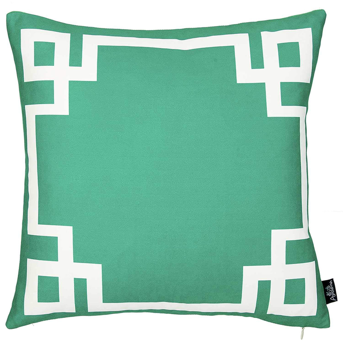 HomeRoots Multi Polyester 18'x18'Green and White Geometric Decorative Throw Pillow Cover