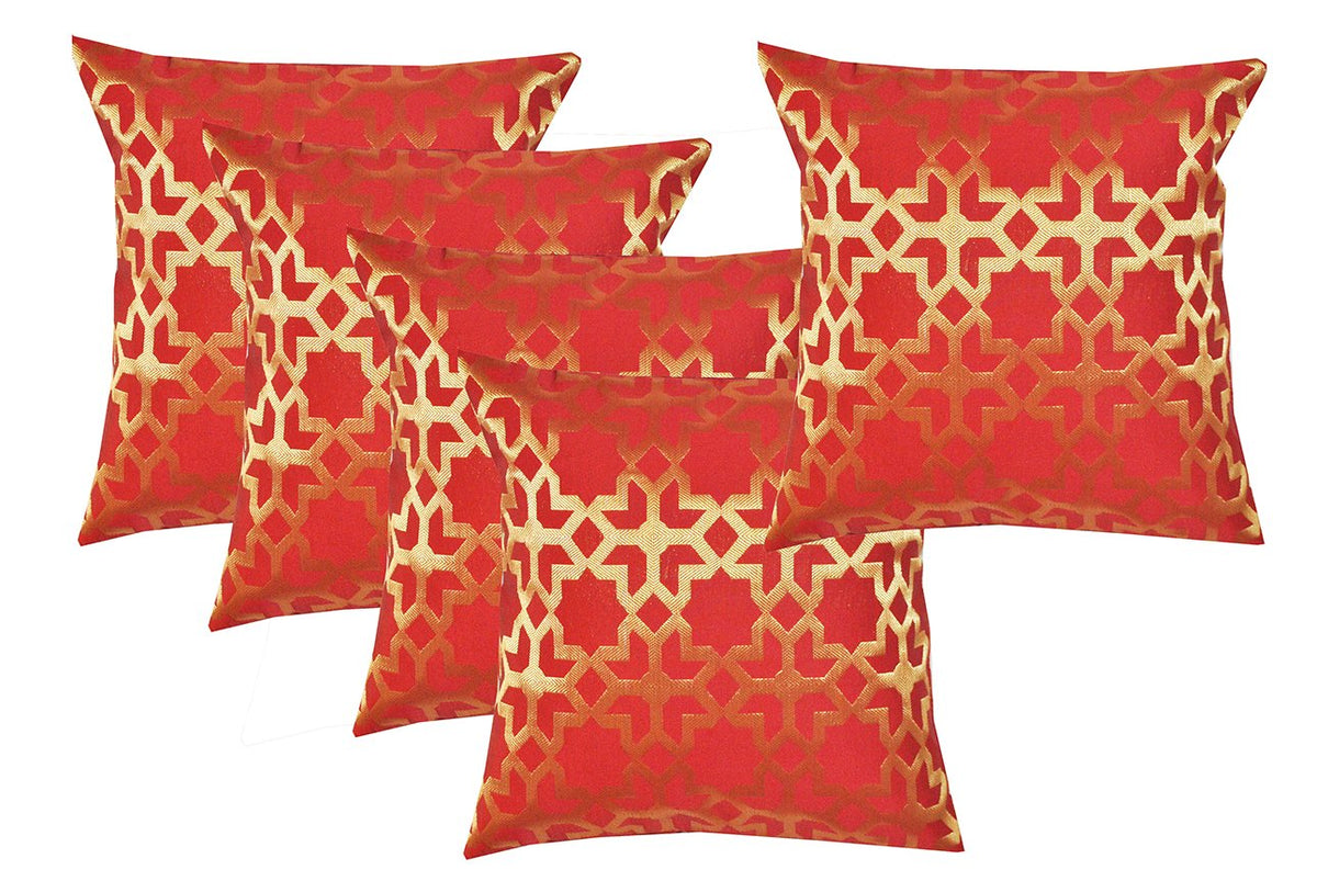 Durable Dupion Silk Decorative Square Throw Pillow Cover Cushion Case Sofa Chair (30 X 30 Cm)  Set Of 5 Pieces