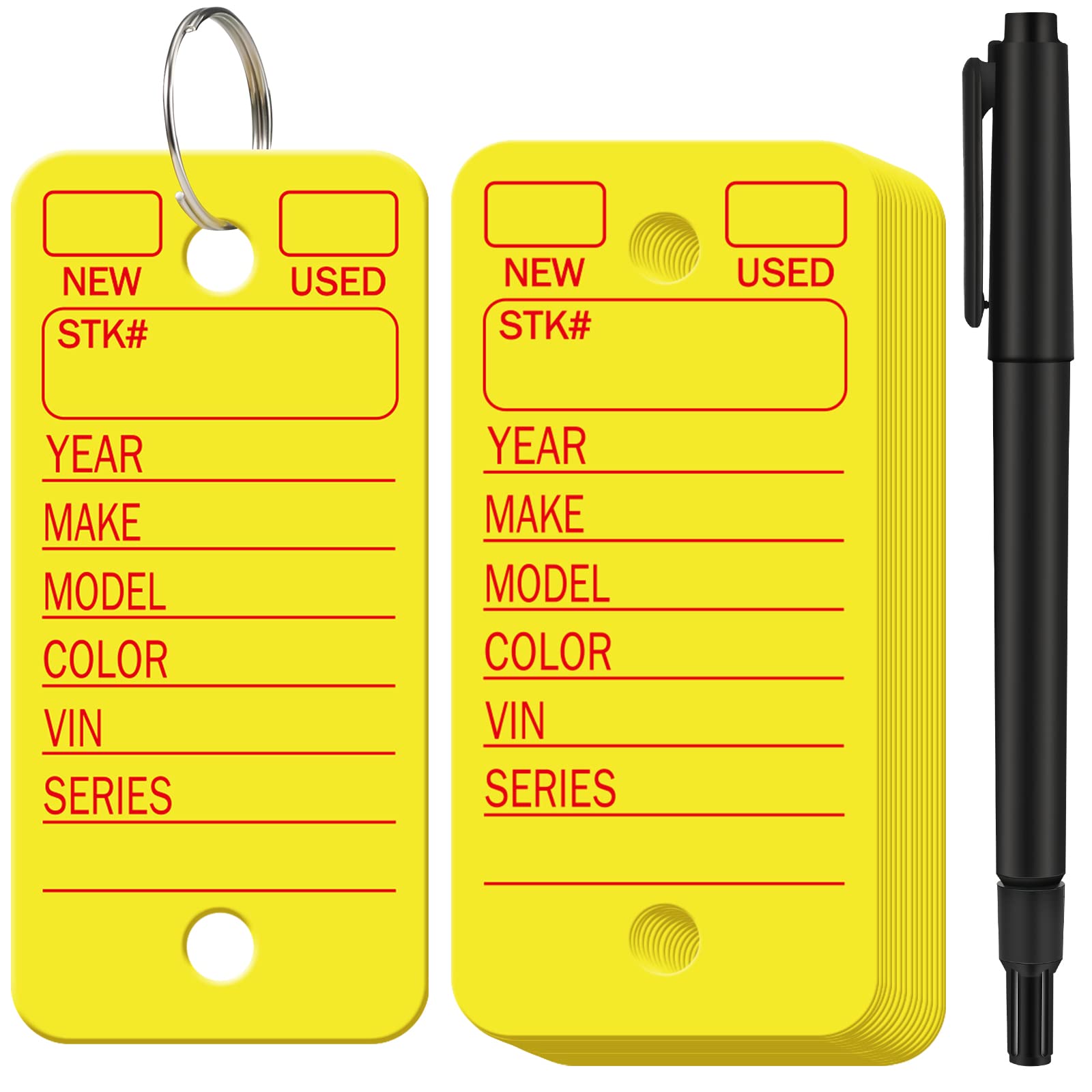 200 Pcs Poly Key Tags, Car Key Tags With 200 Pcs Rings And 2 Pcs Markers, Plastic Key Tags With Labels Key Ring Tags Key Tags Id