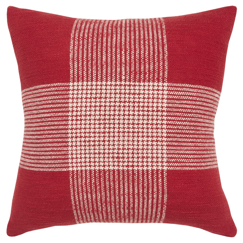 Rizzy Home Decorative Plaid Pillow Cover | Red | 20&quot;X20&quot;