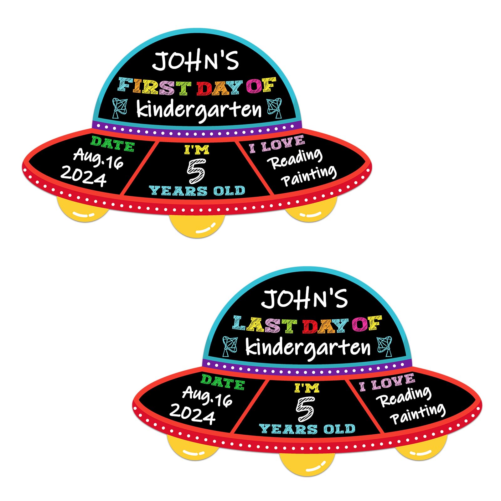 Waahome First Day Of School Chalkboard Sign- 8.2'X13.8' Spacecraft First And Last Day Of School Sign Back To School Sign Suppl