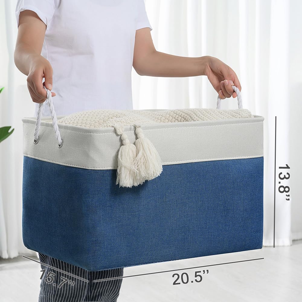 Thewarmhome Organization And Storage Basket For Shelves - Jumbo 3 Pack 20X16X14 Inch Collapsible Storage Bins For Organizing, Ca