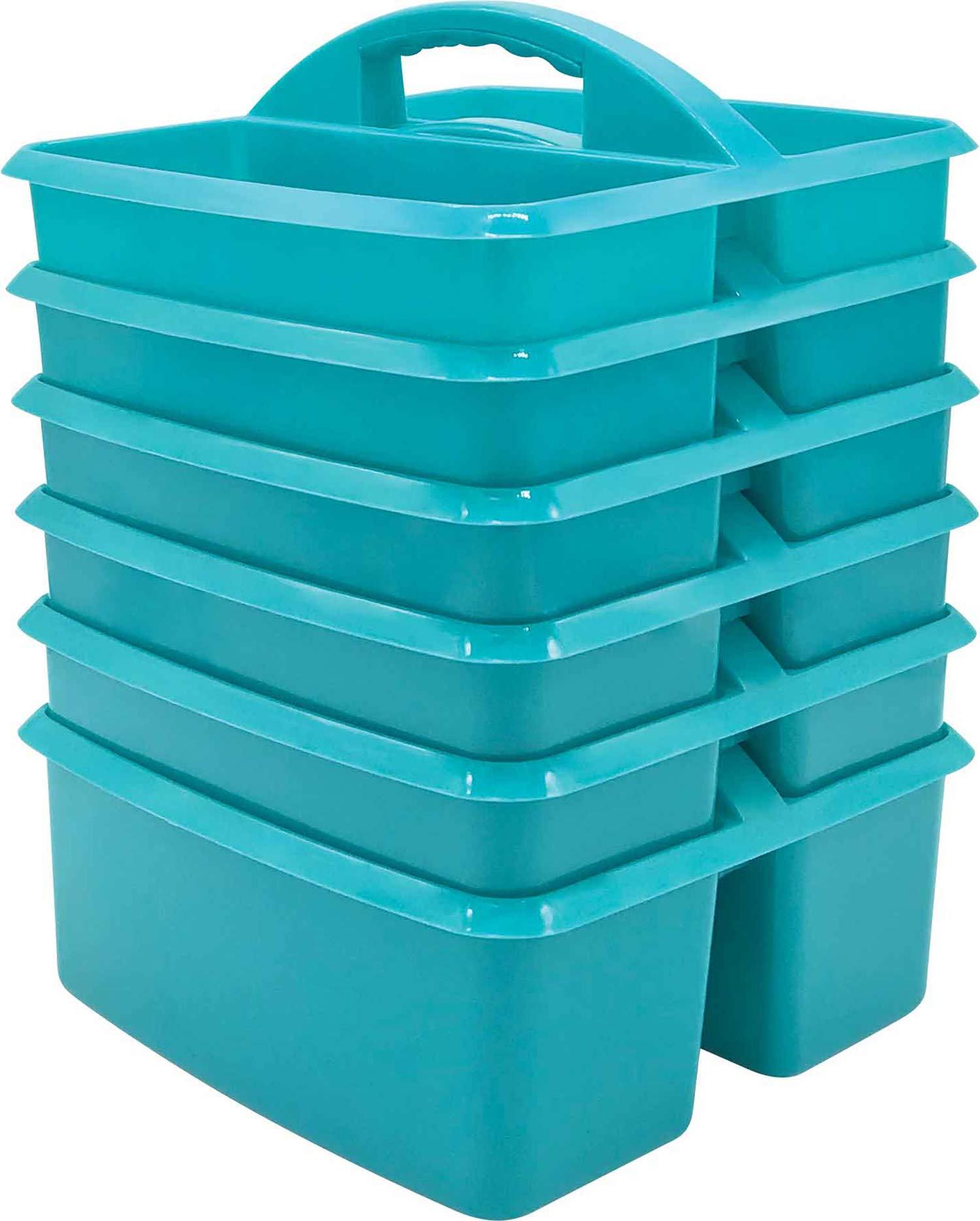 Teacher Created Resources Portable Plastic Storage Caddy For Classrooms, Kids Room, And Office Organization, 3 Compartment, Teal