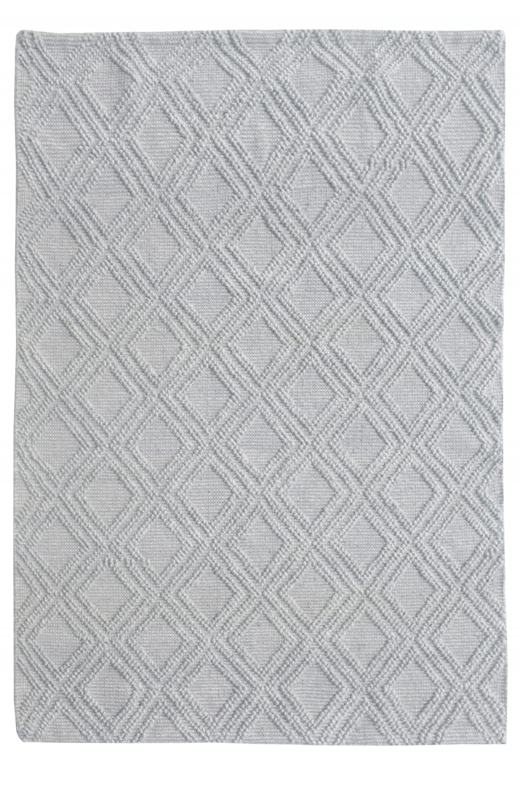 HomeRoots Grey PET Yarn 8’ x 11’ Gray Diamond Lattice Modern Area Rug