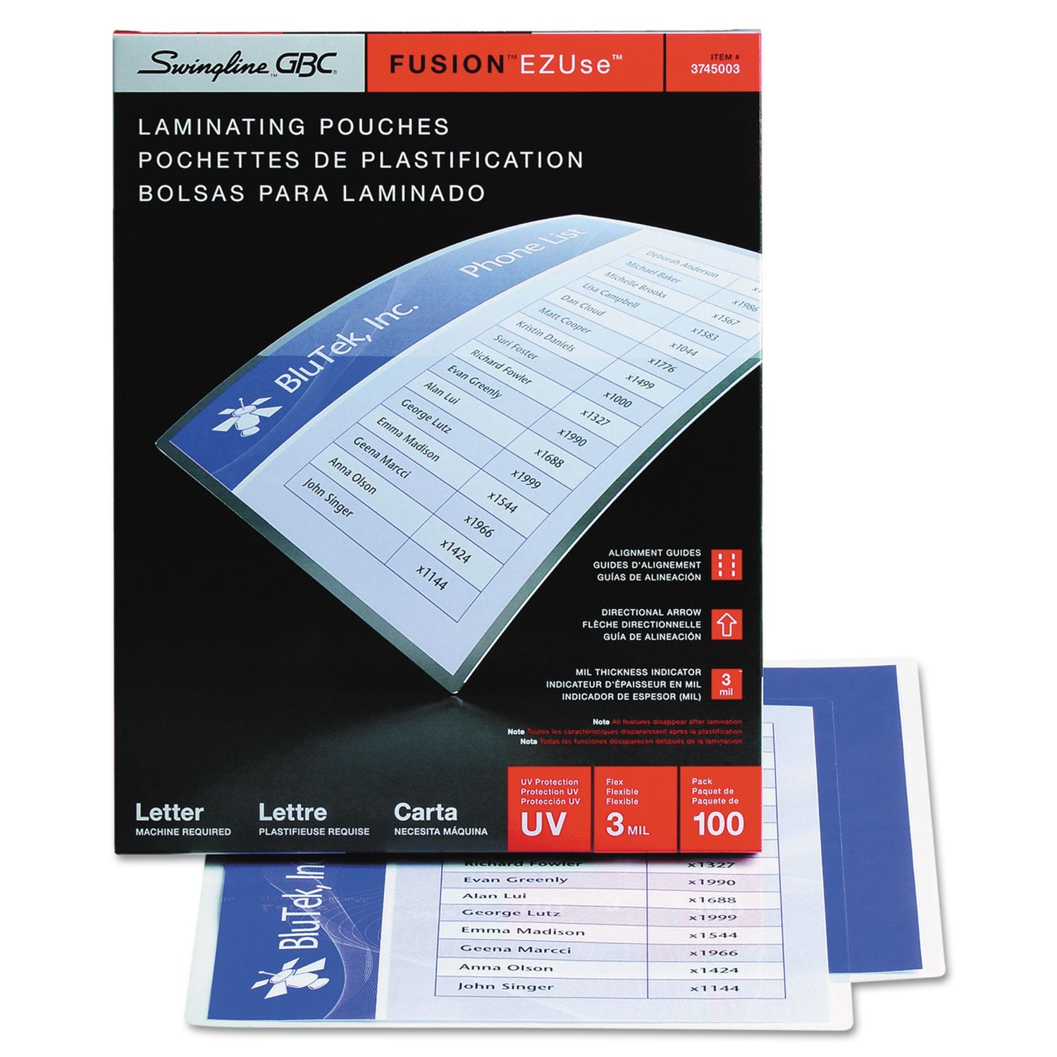 Swingline Gbc 3745003 Fusion Ezuse Laminating Pouches Letter Size 100 Per Box