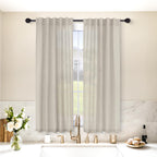 Mrs.Naturall Tan Beige Short Curtains For Bedroom Small Windows,Sheer Linen Privacy Curtain 54 Inch Long For Living Room Bathroom Window