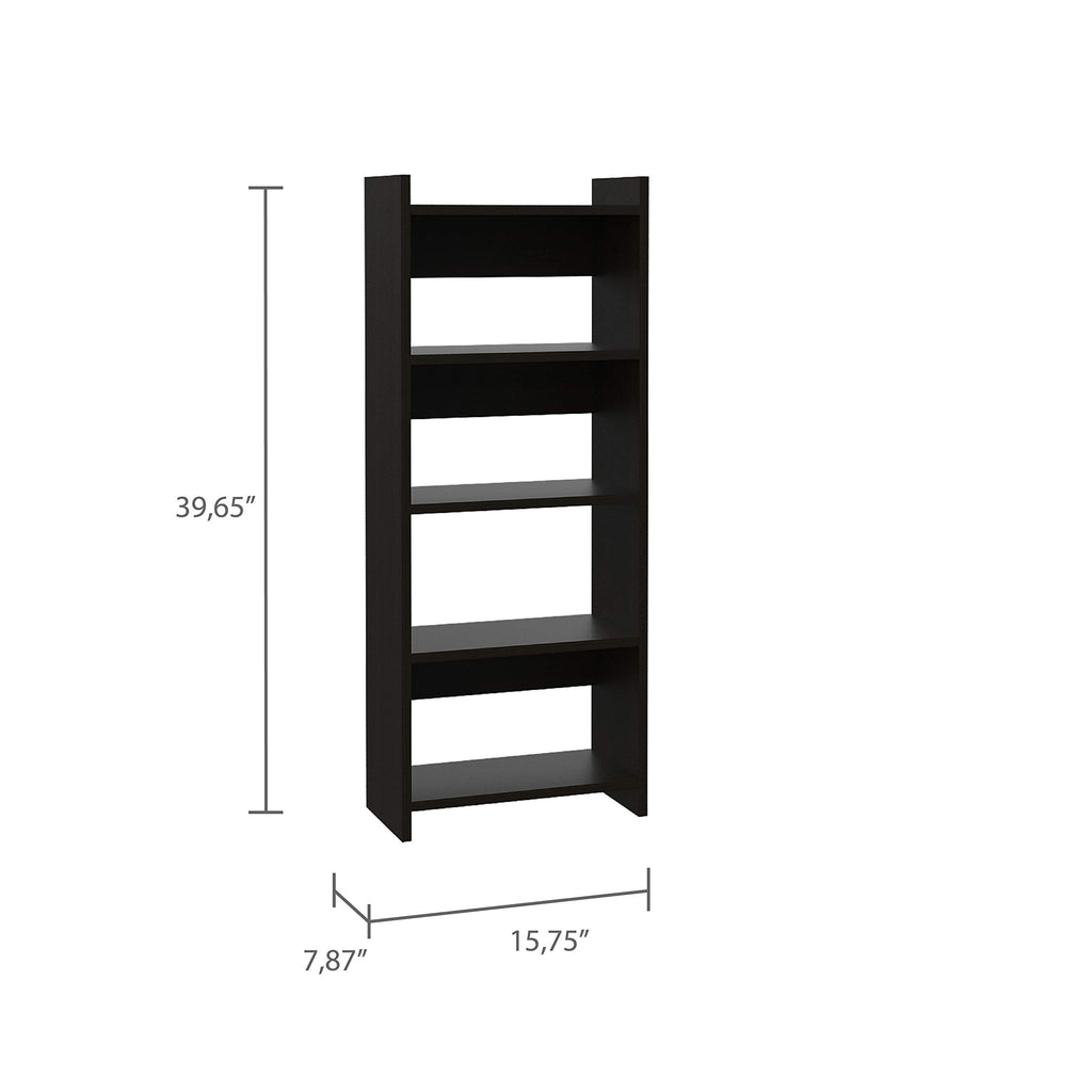 Treia Home Office Set with Computer Desk and Free-Standing Bookcase, Black