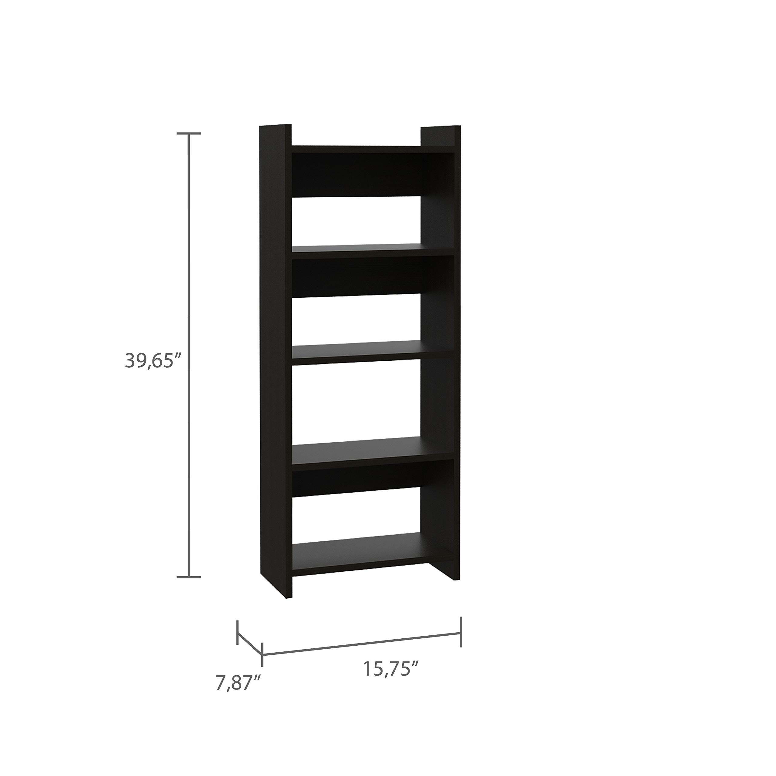 Treia Home Office Set with Computer Desk and Free-Standing Bookcase, Black