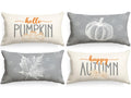 Ywlake Grey 12X20 Throw Fall Pillow Covers Set Of 4, Maple Leaf Pumpkin Decorative Holiday 12 X 20 Autumn Cushion Covers Thanksg