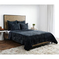 Kosas Home Dimitry 96x92 Rayon Velvet and Cotton Sateen Queen Quilt in Blue