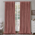 Bgment Dusty Rose Velvet Curtains 84 Inch For Bedroom, Thick Thermal Insulated Room Darkening Curtains Noise Reduce Back Tab And