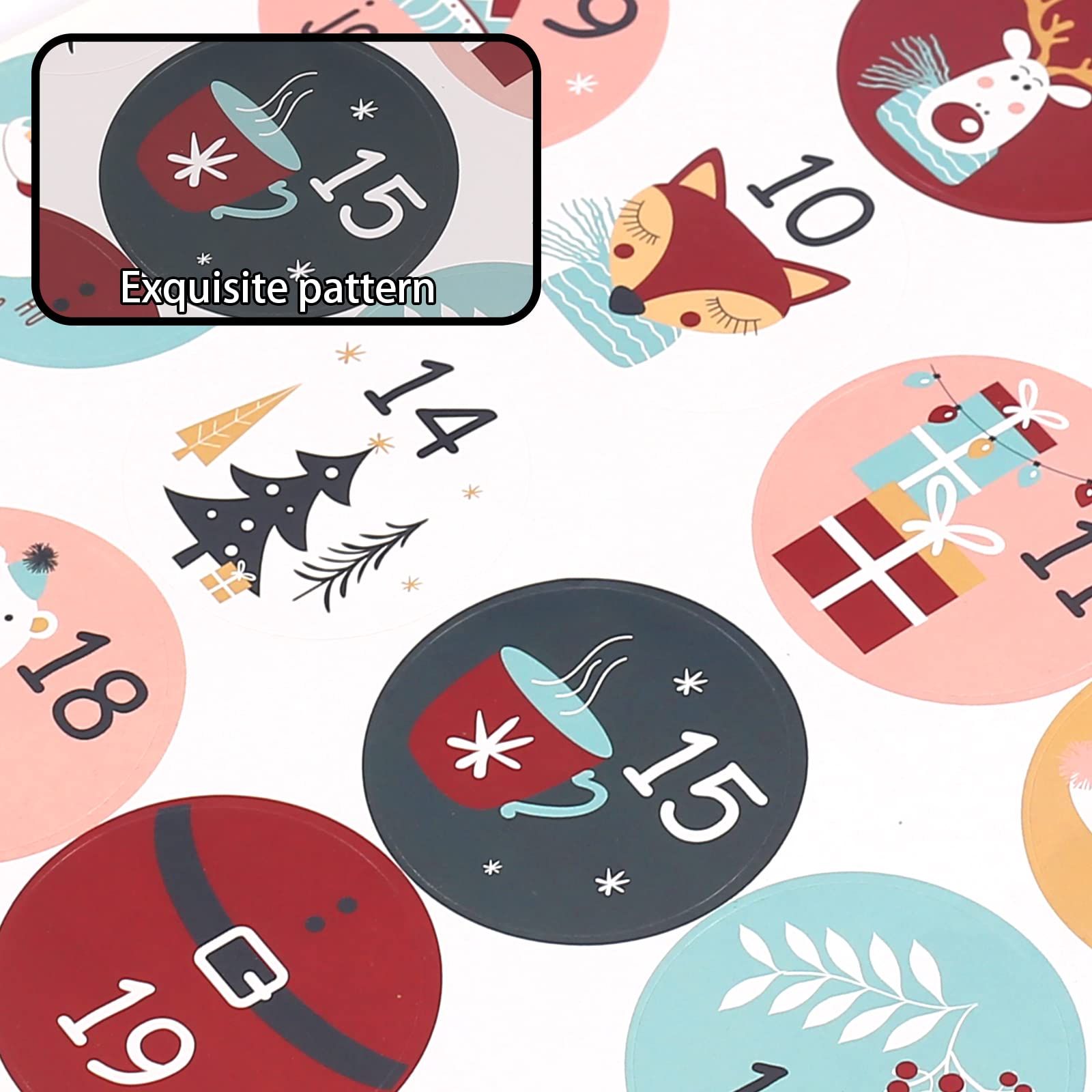12 Sheets Christmas Advent Calendar Number Stickers, 1-24 Christmas Countdown Calendar Stickers For Diy Gifts Xmas Craft Christm