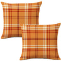 Aofanggo Fall Pillow Covers 20X20 Set Of 2 Autumn Decorative Brown Orange Red Plaids Check Throw Pillow Cases Gingham Cushion Co