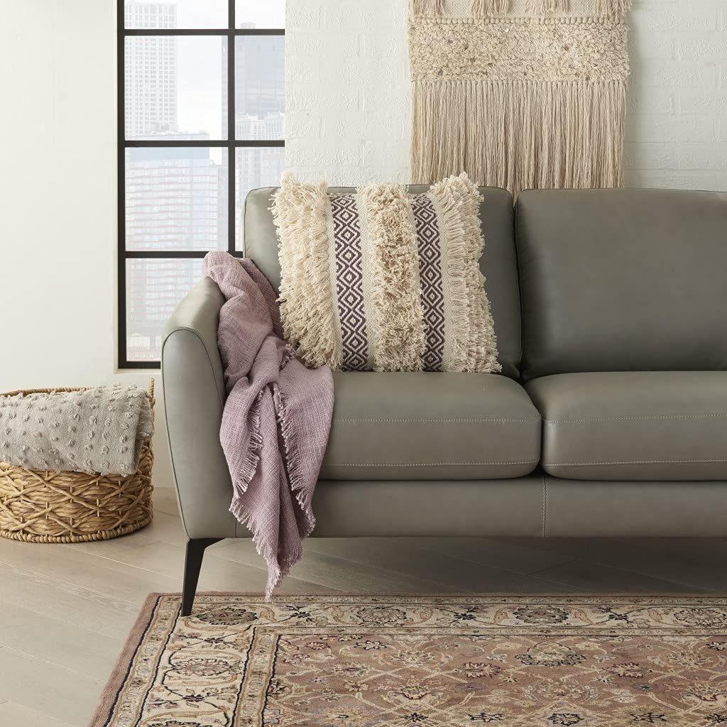 HomeRoots 100% Cotton Plum Diamond Patterned Throw Pillow