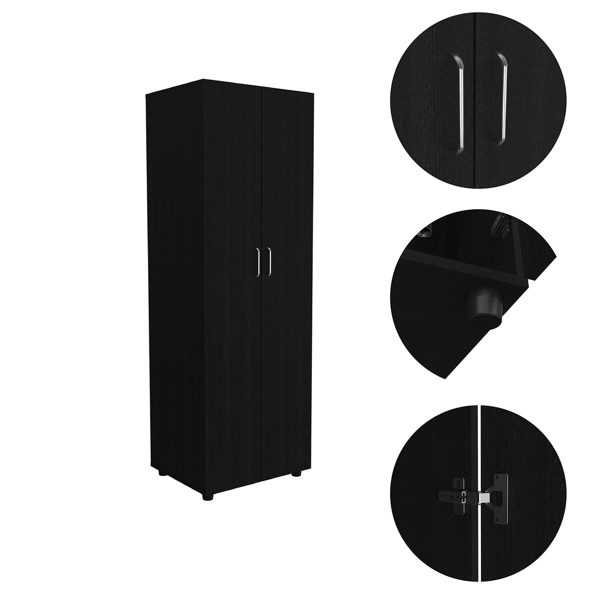 DEPOT E-SHOP Armoire-Organiser 702&quot; H, 2 Shelves, Rod, Double Door Cabinet Armoire, Black